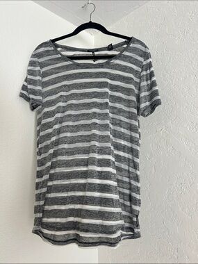 Scotch & Soda Gray and White Striped Short Sleeve Tee